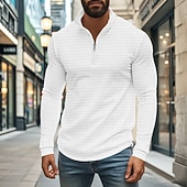 Χαμηλού Κόστους Κλασικό Πόλο Ανδρών-Ανδρικά Βάφλα Πόλο Μπλουζάκια Quarter Zip Polo Καθημερινά Αργίες Τρίμηνο φερμουάρ Μακρυμάνικο Μοντέρνα Σκέτο Άνοιξη &amp; Χειμώνας Κανονικό Μαύρο Λευκό Κρασί Χακί Ανοικτό Γκρίζο Πράσινο Χακί