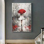 preiswerte Stillleben-Gemälde-abstraktes Regentag-Ölgemälde auf Leinwand, handgemalt, hübsches Mädchengemälde, großes Portrait-Ölgemälde, handgemalte Wandkunst, individuelles Mädchengemälde für Schlafzimmer, Kunstwerk,