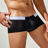 cheap Men&#039;s Boxers Underwear-Men&#039;s 1 PCS Boxers Underwear Boxer Shorts Patchwork Nylon Breathable Soft Comfortable Color Block Mid Rise Black White