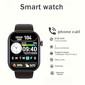 Χαμηλού Κόστους Smartwatch-ανδρικό έξυπνο ρολόι 2,01 ιντσών υψηλής ευκρίνειας πλήρους οθόνης αφής αθλητικά έξυπνα ρολόγια κλήσης/απάντησης τηλεφώνων ύπνου βήμα θερμίδων παρακολούθησης δραστηριότητας πληροφορίες κλήσης προτροπή