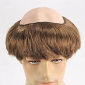 economico Parrucche da festa-Parrucche sintetiche Liscio Con frangia A macchina Parrucca Corto Marrone Capelli sintetici Per uomo Marrone
