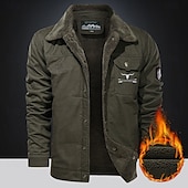 cheap Men&#039;s Graphic Jackets &amp; Coats-Men&#039;s Cow Print Embroidered Fleece Jacket Sherpa Trucker Jacket Work Cargo Jacket Turn-Down Collar Warm Winter Cotton Jacket Vintage Casual Going Out Coat Multi-Pockets