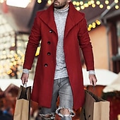 preiswerte Herren-Blazer &amp; -Anzüge-Herren Mantel Trenchcoat Langer Trenchcoat Täglich Urlaub Herbst Winter Polyester Windundurchlässig Weich Oberbekleidung Bekleidung Modisch Klassisch Glatt Tasche Kargen Einreihiger Verschluss