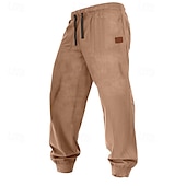 お買い得  スウェットパンツ-男性用 スウェットパンツ ジョガー コーデュロイパンツ ズボン カジュアルパンツ ドローストリング 弾性ウエスト 平織り 履き心地よい ソフト 全長 アウトドア カジュアル 日常 スポーツ ファッション Темный хаки ブラック