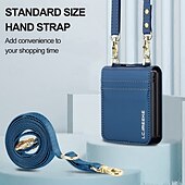 economico Cover Samsung-telefono Custodia Per Samsung Galaxy Z Flip 7 Z Flip 6 Z Flip 5 Z Flip 4 Z Flip 3 Copertura Posteriore con Cordino Slot per Carte Resistente agli urti Retrò TPU Pelle PU