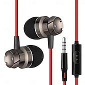 billiga Trådbundna hörlurar-metalltrådad superbashörsnäcka 3,5 mm inbyggd mikrofon handfri brusreducering universal headset sporthörlurar