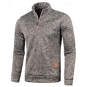 preiswerte Herrenpullover-Herren Pullover Strickpullover Pullover mit Viertelreißverschluss Gerippt Stricken Standard Strick Glatt Viertel Postleitzahl Modisch Basic Urlaub Freizeitskleidung Bekleidung Herbst Winter Schwarz