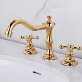 economico Rubinetti per lavandino bagno-contiene rubinetto per bagno in ottone con interruttore caldo e freddo finitura spazzolata rame antico due maniglie rubinetto per lavabo da bagno diffuso