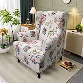 baratos Capa para Poltrona de Costas Largas-capa para cadeira com encosto de orelha floral capa elástica e durável com design floral elegante, perfeita para proteger e realçar sua cadeira com encosto de orelha, ideal para uma decoração de sala