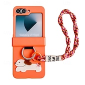cheap Samsung Cases-Phone Case For Z Flip 7 Z Flip 6 Z Flip 5 Z Flip 4 Z Flip 3 Back Cover with Wrist Strap Shockproof Retro TPU Silicone