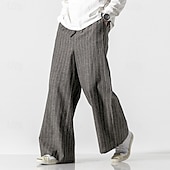 voordelige Loszittend-Voor heren Broek Vrijetijdsbroek Zak Trekkoord Recht been Streep Comfort Buiten Dagelijks Modieus Casual Donker Bruin Zwart Micro-elastisch