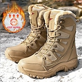 baratos Botas de combate-botas táticas de inverno masculinas – botas de neve quentes, forradas com pele sintética, impermeáveis, de cano alto e com sola antiderrapante, ideais para caminhadas ao ar livre e clima frio