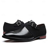 economico Semi-formale-scarpe da uomo con cinturino alla caviglia in pelle sintetica e pelle scamosciata bicolore – eleganti scarpe eleganti con fibbia per occasioni formali
