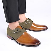 economico Semi-formale-scarpe da uomo con cinturino alla caviglia in pelle sintetica e pelle scamosciata bicolore – eleganti scarpe eleganti con fibbia per occasioni formali
