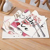 cheap Placemats &amp; Coasters &amp; Trivets-Valentine&#039;s Day Placemats Set of 4 Romantic and Decorative Table Mats Featuring Heart or Rose Patterns Durable and Heat-Resistant Perfect for Adding a Touch of Love to Your Dining Table Decor