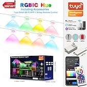 abordables Lumières intelligentes-Lampes LED encastrées intelligentes lumières extérieures permanentes Eternity avec application télécommande Wifi Bluetooth lumières d&#039;avant-toit RGBIC étanches IP67 pour éclairage extérieur de maison