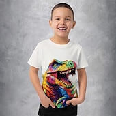 economico Animali 3D per Ragazzo-Da ragazzo 3D Pop art Animali Dinosauro maglietta T-shirt Manica corta Estate Primavera Di tendenza Essenziale Bambino 4-12 anni Girocollo Esterno Informale Giornaliero Standard