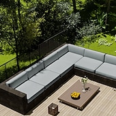 abordables Funda para Cojines de Patio-2 fundas de cojín para patio, 100 % impermeables, para sofá de exterior, de mimbre, funda de asiento de sofá impermeable, funda de silla de mimbre Oxford, protector de muebles