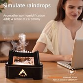 preiswerte Luftbefeuchter und Luftentfeuchter-Diffusoren für ätherische Öle mit Flammen und Regentropfen, Duftdiffusor für die Schlafzimmer-Aromatherapie, Luftdiffusor, Aroma-Defuser, 300 ml, mit zeitgesteuertem, düsterem Niederschlag und Regentropfen