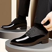 economico Formale-scarpe oxford da uomo in vernice rossa – design formale moderno con chiusura con lacci, ideali per lavoro, feste e occasioni speciali