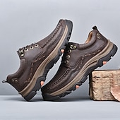 economico Semi-formale-scarpe da trekking da uomo in similpelle marrone con chiusura a lacci - comode e resistenti, perfette per le avventure all&#039;aria aperta
