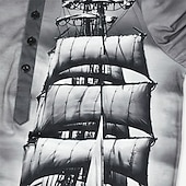 cheap Vintage&amp;Retro-Men&#039;s Graphic Ship Henley Shirt Tee Long Sleeve 3D Print Vintage Fashion Designer Outdoor Casual Daily Spring &amp;  Fall Blue Brown Green Gray Henley Henley T-Shirt