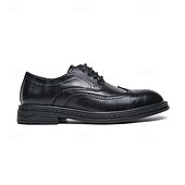 abordables Officiel-chaussures richelieu marron pour hommes avec bout d&#039;aile et semelle en caoutchouc - chaussures formelles classiques pour les affaires, le bureau et les événements spéciaux