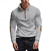 baratos Suéteres básicos-Homens Moletom Moletom com zíper Preto Branco Azul Marinha Cinza Claro Cinzento Escuro Meio Zíper Bloco de cor Bolso frontal Textura Desportos e Ar livre Diário Feriado Poliéster Roupa de rua Básico