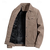 billiga Cargo Jackor-Herr Manchesterjacka Fleece-jacka Cargojacka Vardaglig jacka Dagligen Semester Slitsäker Ficka Vår &amp; Höst Slät Mode Klassisk Kavajslag Normal Svart Kaki Armégrön Jacka