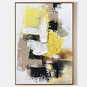 cheap Still Life Paintings-White Gray Yellow Textured Painting Large Colorful Abstract Painting Texture Abstract Painting Colorful Knife Painting Hand-painted Abstract Art Large Canvas Art Boho Decor