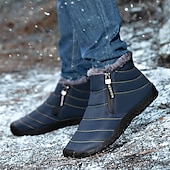 abordables Botas de invierno y nieve-Botas de nieve de invierno amarillas para hombre: impermeables, con forro de piel, cierre de cremallera, botines cálidos antideslizantes para clima frío