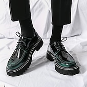 abordables Semi-formel-chaussures oxford à plateforme en similicuir verni pour hommes avec semelle crantée épaisse - chaussures formelles et décontractées élégantes pour le bureau, les événements et les fêtes
