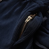 baratos Magro-Homens Social Calças de Veludo Calças chinês Bolsos Com Cordão Cintura elástica Côr Sólida Conforto Formal Festa Trabalho Moda Estilo Clássico Preto Azul Marinha Micro-Elástica
