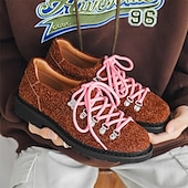 abordables Baskets-chaussures de randonnée en daim marron pour hommes - style vintage avec design à lacets roses et semelle durable pour les aventures en plein air