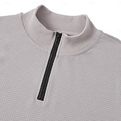 cheap Vacation-Men&#039;s Waffle Polo Shirt Waffle T Shirt Sports Outdoor Cycling / Bike Standing Collar Quarter Zip Long Sleeve Fashion Modern Solid Color Knitted Spring &amp;  Fall Standard Fit Light Blue Black White Dark