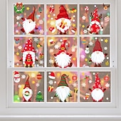 abordables Etiqueta engomada-Pegatinas navideñas para ventanas, pegatinas estáticas extraíbles para decoración navideña, pegatinas de PVC de color blanco puro, juego de calcomanías extraíbles de tamaño pequeño para decoraciones