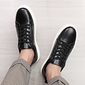 economico Sneakers da uomo-sneakers da uomo in similpelle intrecciata marrone - design casual con lacci e comoda suola bianca per l&#039;uso quotidiano
