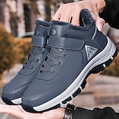 baratos Inverno e botas de neve-botas masculinas para caminhadas ao ar livre no inverno - tênis quentes forrados com pele, à prova d&#039;água, com sola antiderrapante e tira de velcro
