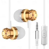 billiga Trådbundna hörlurar-metalltrådad superbashörsnäcka 3,5 mm inbyggd mikrofon handfri brusreducering universal headset sporthörlurar