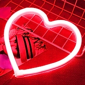 cheap Neon LED Lights-Pink Heart Neon Sign LED Light Battery Operated / USB Powered Table and Wall Decor Lamp for Dorm Girl&#039;s Room Mothers Day Valentine&#039;s Day Party Birthday Home Christmas Decoration