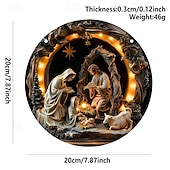 economico Forniture per eventi e feste-cartello rotondo in legno con natività di Gesù, battesimo, decorazione da appendere alla porta per camera da letto e soggiorno