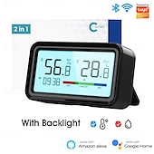 economico Elettrodomestici-tuya termoigrometro wireless wifi termometro igrometro temperatura umidità tester sensore supporto per alexa google