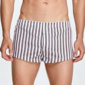 abordables Bóxer de hombre-Hombre 1 pc Boxer Boxers Cintura elástica 100% Algodón Transpirable Suave Cómodo Raya Tiro Medio Blanco Amarillo