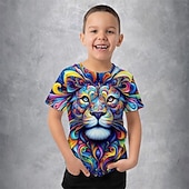economico Animali 3D per Ragazzo-Da ragazzo 3D Pop art Animali Arcobaleno maglietta T-shirt Manica corta Estate Primavera Di tendenza Essenziale Bambino 4-12 anni Girocollo Esterno Informale Giornaliero Standard