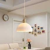 economico Luci a sospensione-lampada a sospensione moderna di metà secolo lampada a sospensione in vetro lattiginoso lampadario in ottone spazzolato lampada a sospensione rustica a cupola piccola 19 cm 85-265 V
