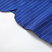 abordables Blazers Clásicos para Hombres-Hombre chaqueta Negocio Fiesta de Cóctel Fiesta de Boda Moda Casual Primavera &amp; Otoño Poliéster Rayas Bolsillo Botones Cómodo Botonadura Doble Chaqueta de sport Azul Piscina Morado Naranja