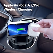abordables Chargeurs de voiture-Support de chargement sans fil multifonction 4 en 1 pour téléphone Qi et Airpods 3/2/Pro, support de téléphone pour chargeur sans fil compatible avec la voiture