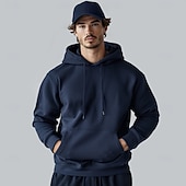 cheap Men&#039;s Elite Hoodies &amp; Sweatshirts-Men&#039;s Hoodie Black White Navy Blue Hooded Plain Pocket Christmas Gifts Work Sports &amp; Outdoor Active Cool Basic Fall Winter Clothing Apparel Hoodies Sweatshirts  Long Sleeve