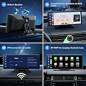 baratos Eletrónica para automóveis-estéreo de carro sem fio para apple carplay com câmera de painel 2.5k 1080p câmera de backup tela sensível ao toque portátil navegação gps para carro receptor de som de carro com bluetooth airplay aux/fm