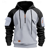 economico felpe con cappuccio da uomo di base-Per uomo Felpa con cappuccio Felpa con cappuccio e cerniera a un quarto Felpa con cappuccio tattica Nero Blu marino Cachi Grigio scuro Grigio Con cappuccio Color Block Compatto Sportivo Giornaliero